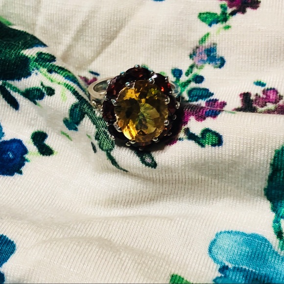 Sterling Silver Cocktail Ring Large Citrine Gem - Picture 8 of 8